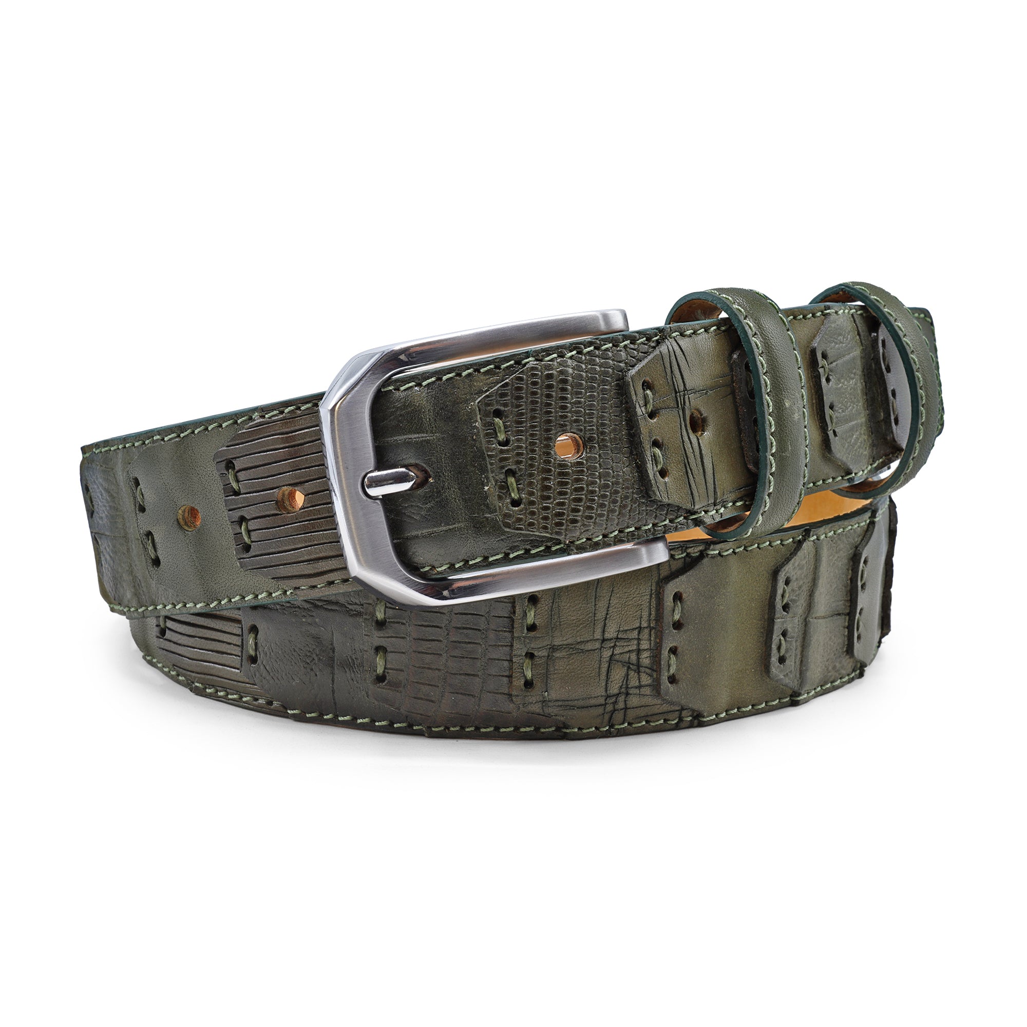 Patchwork Tonal Textured Leather Belt 35mm – Huxley Tanner