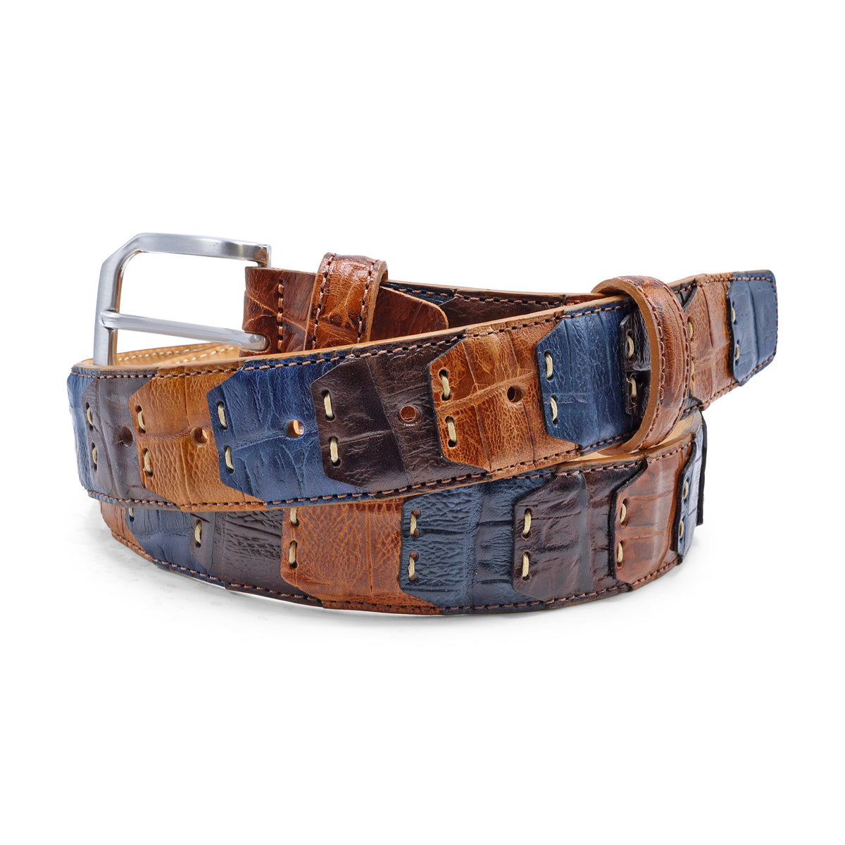 Patchwork Alligator Texture Leather Belt 35mm – Huxley Tanner