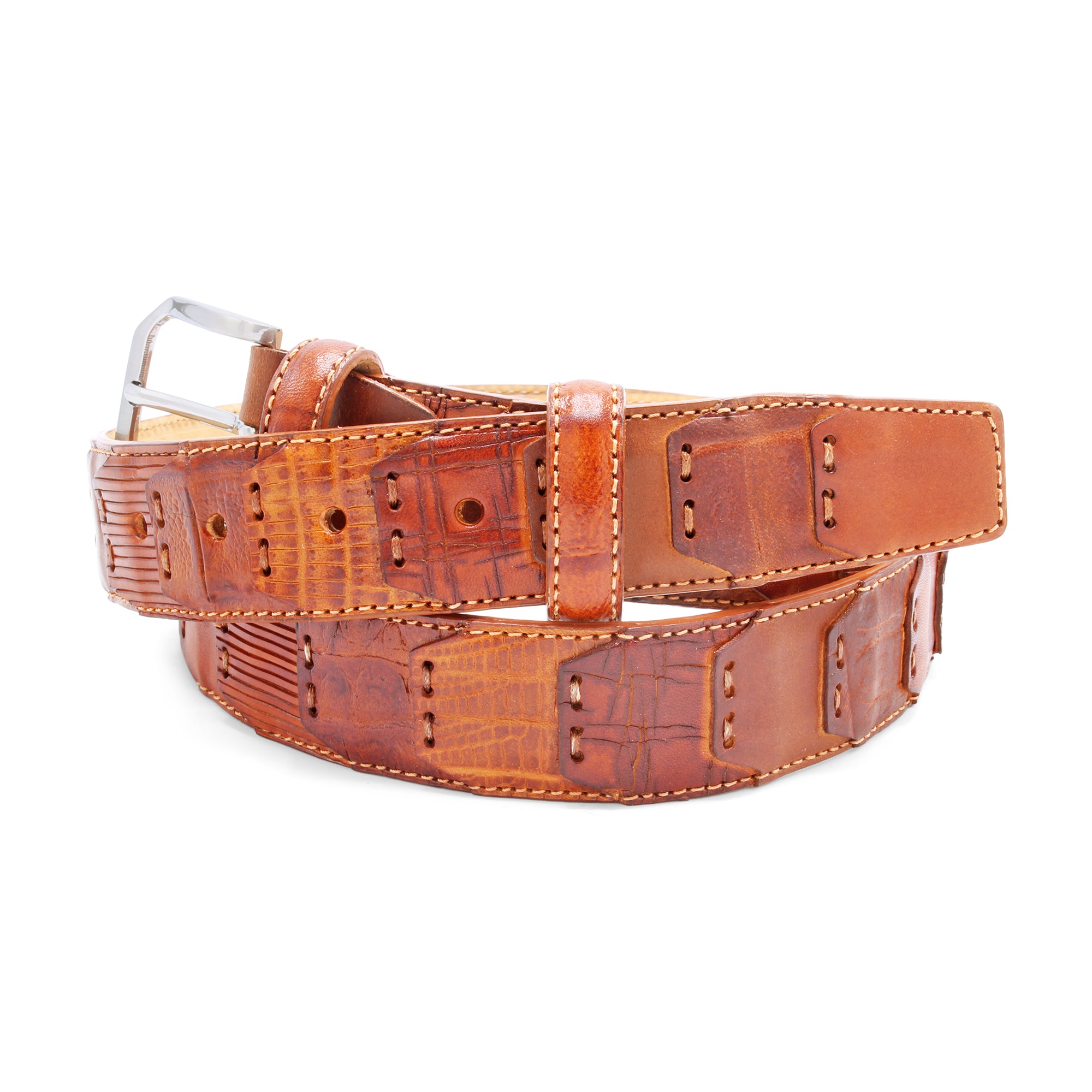 Patchwork Tonal Textured Leather Belt 35mm – Huxley Tanner