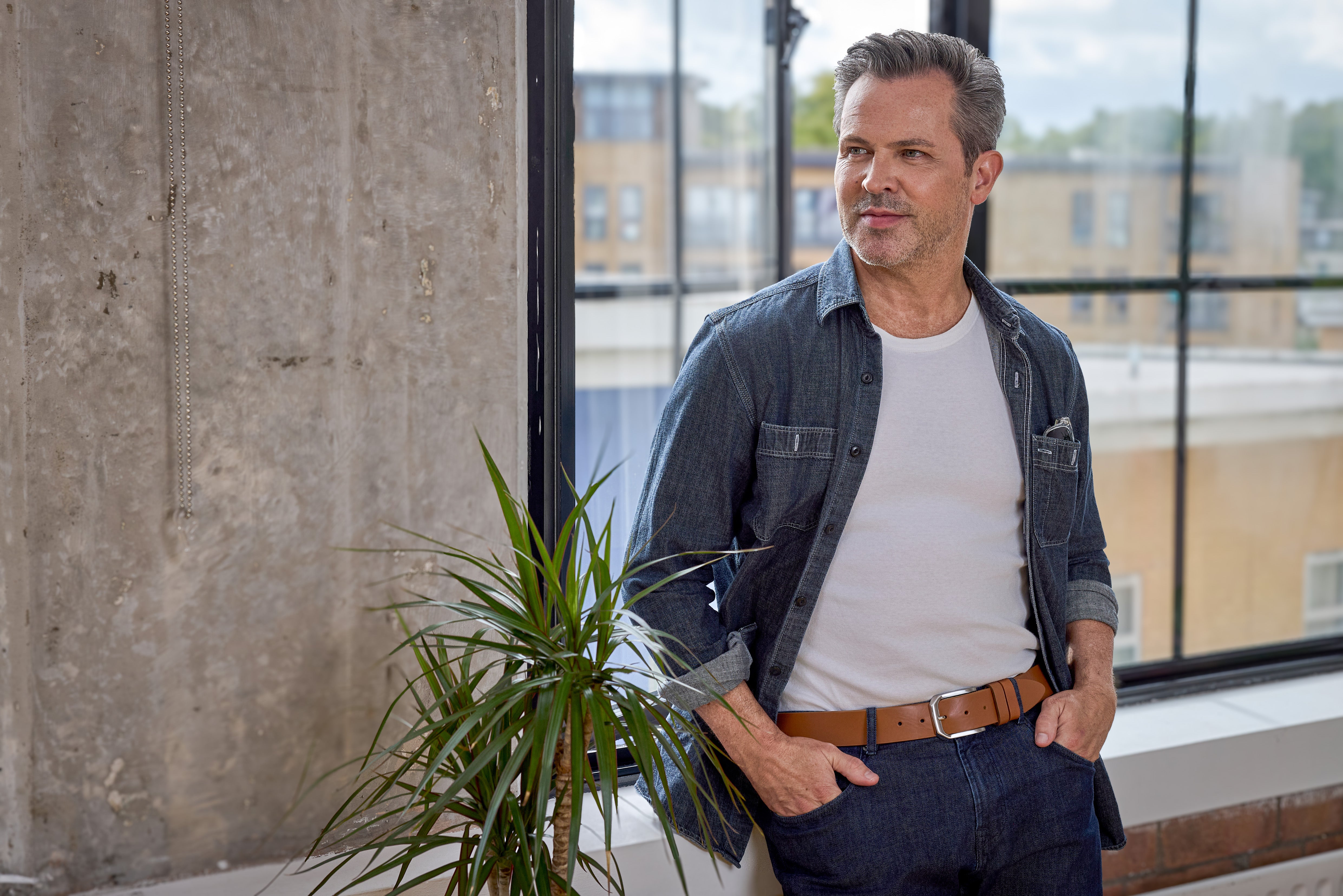 Men's Ali Tan Smooth Leather Jeans Belt -Huxley tanner