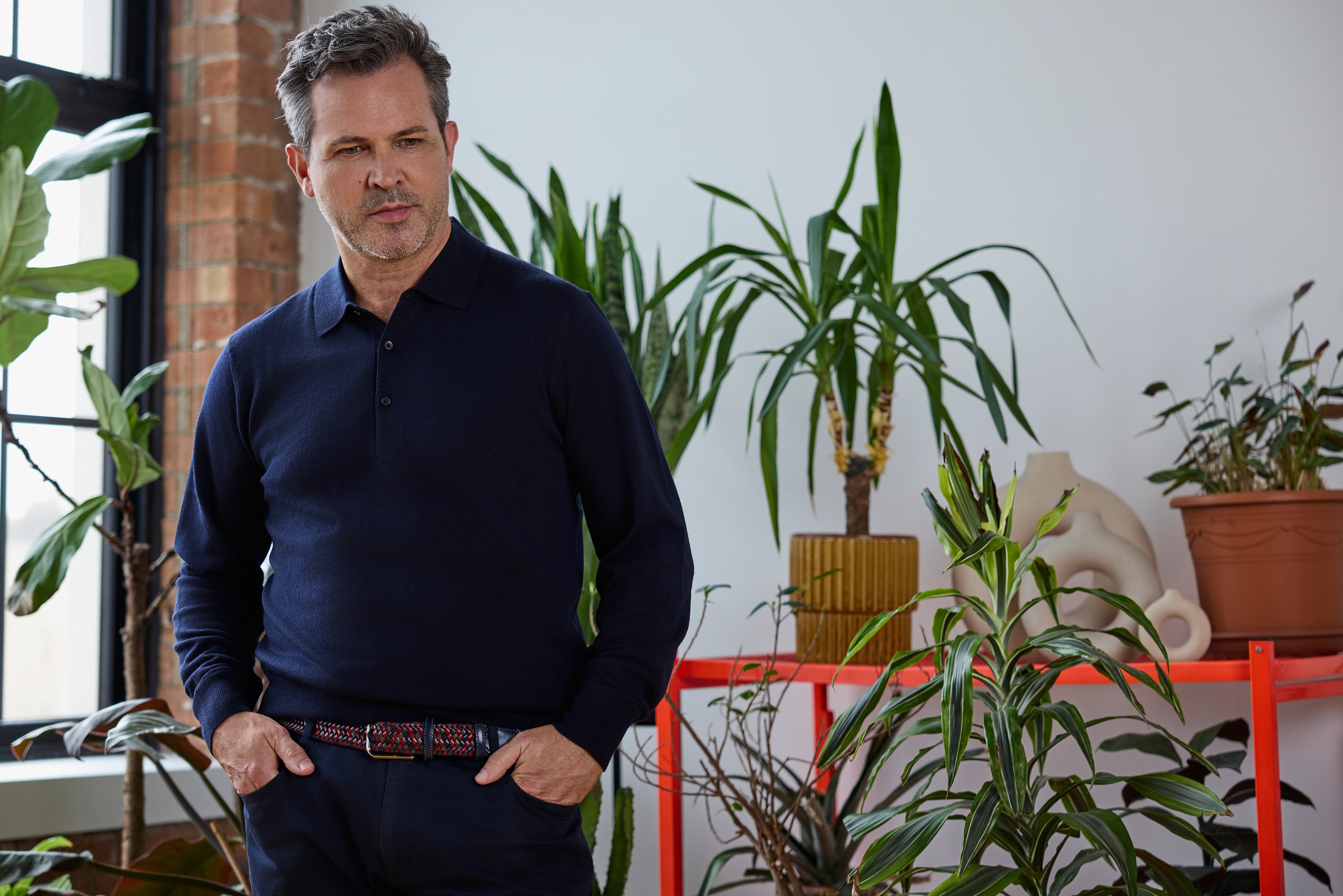 Lewis Red/Blue Mix Stretch Handweave Leather Belt - Huxley Tanner