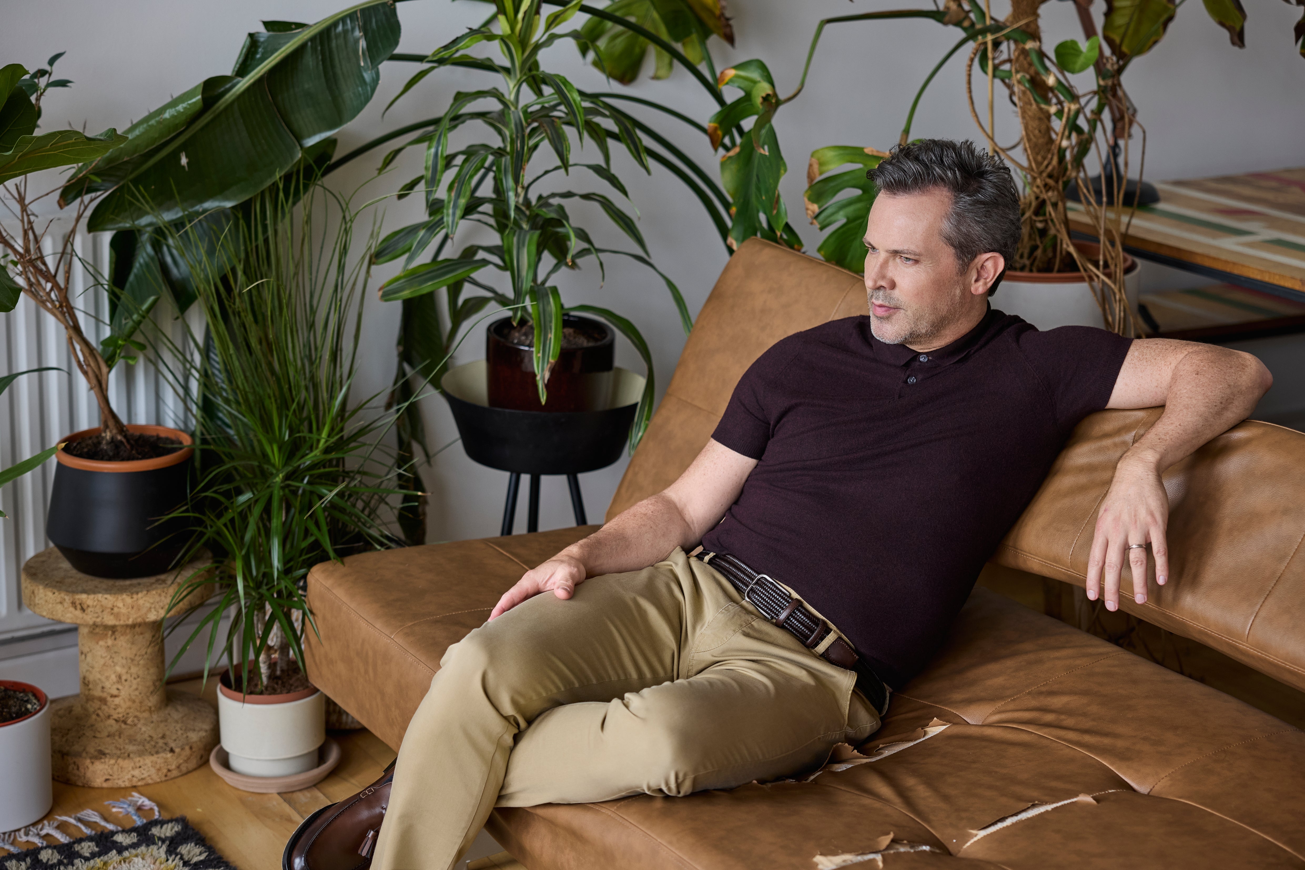 Mens Stretch Leather Handwoven Dark Brown Belt - Huxley Tanner