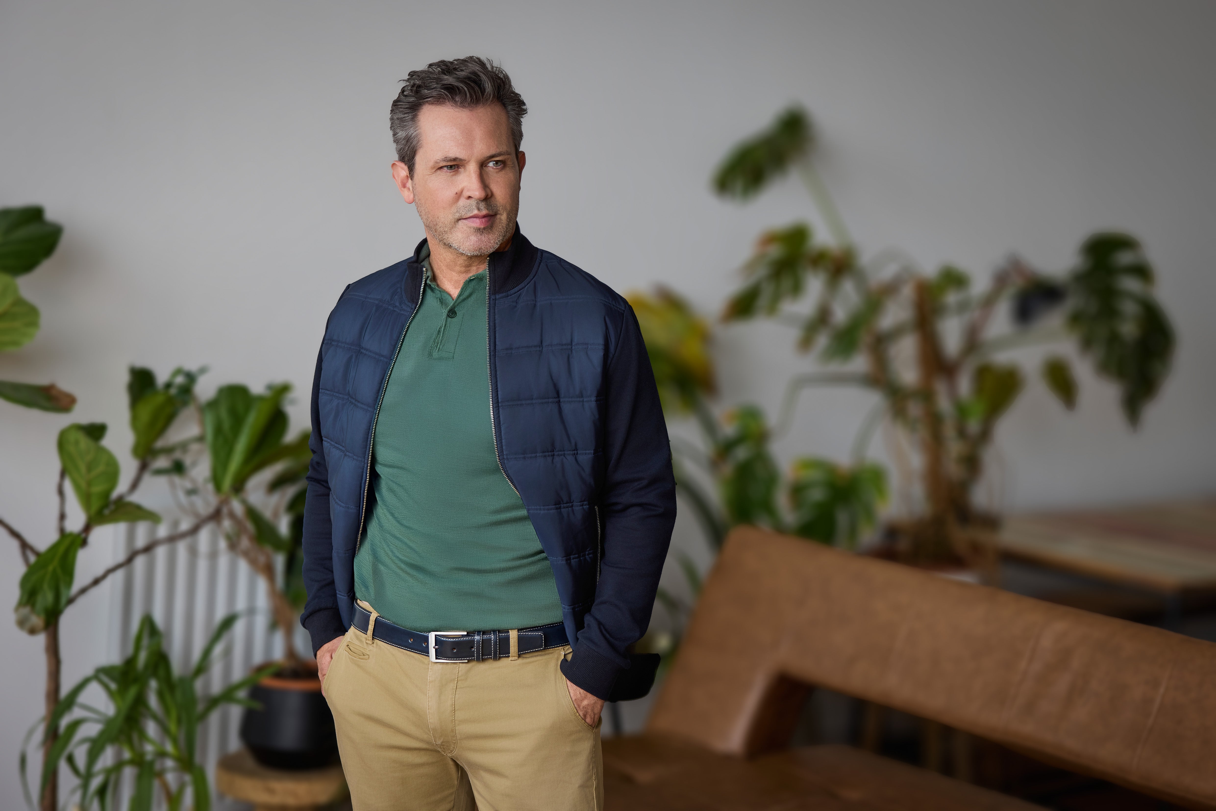 Navy Bird Style Smooth Leather Belt - Huxley Tanner