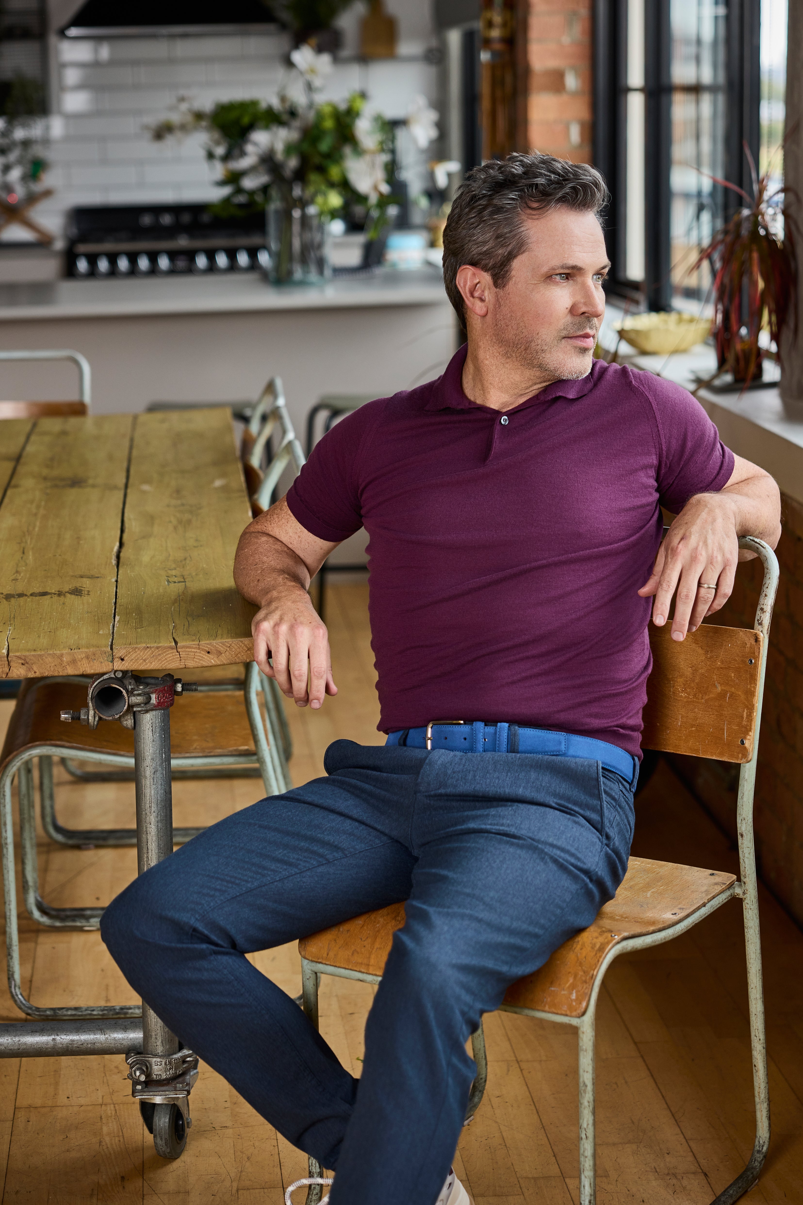 Men's Palmer Royal Blue Suede Belt - Huxley Tanner