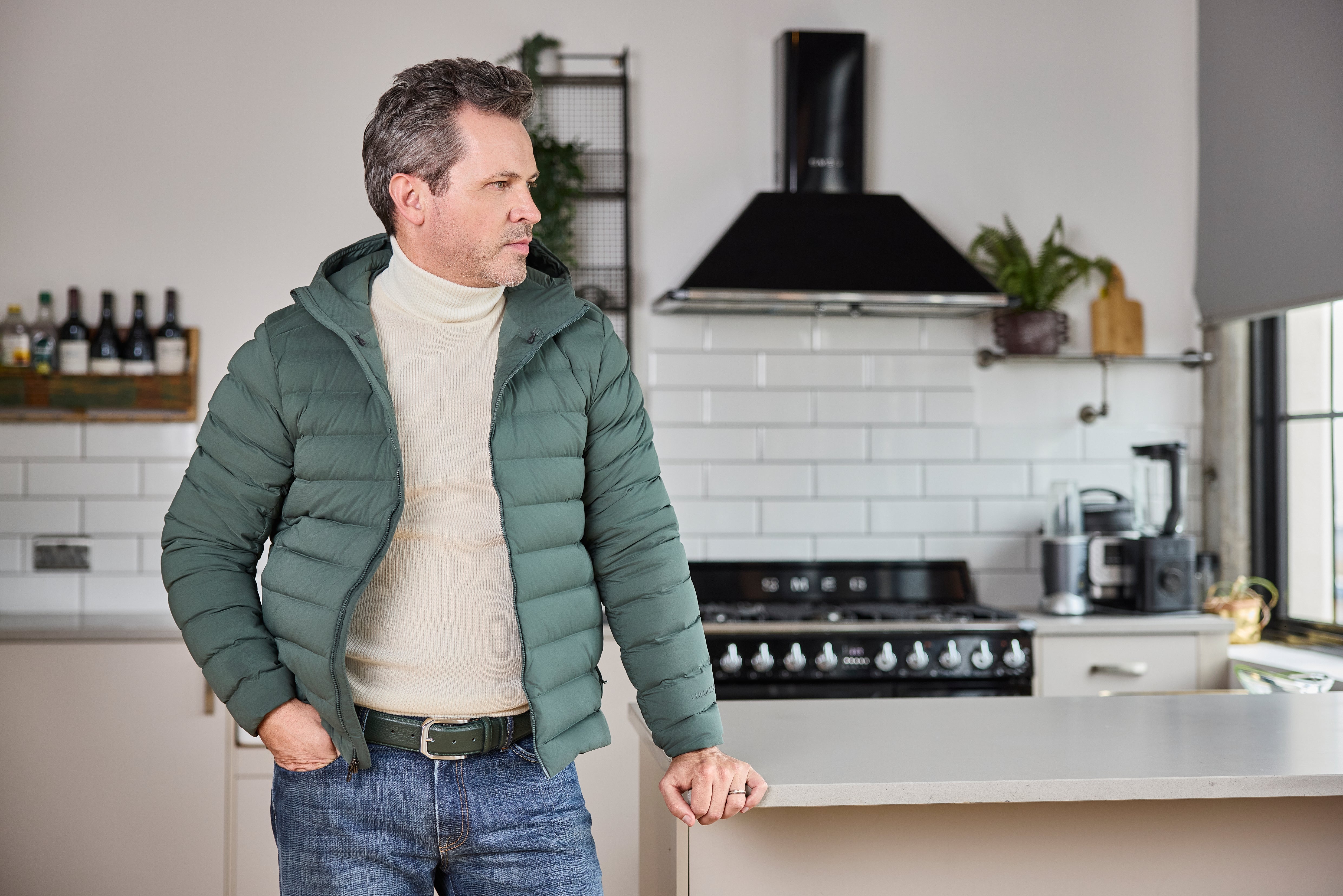 Men's Johnson Tumbled Cervo Leather Green Belt - Huxley Tanner