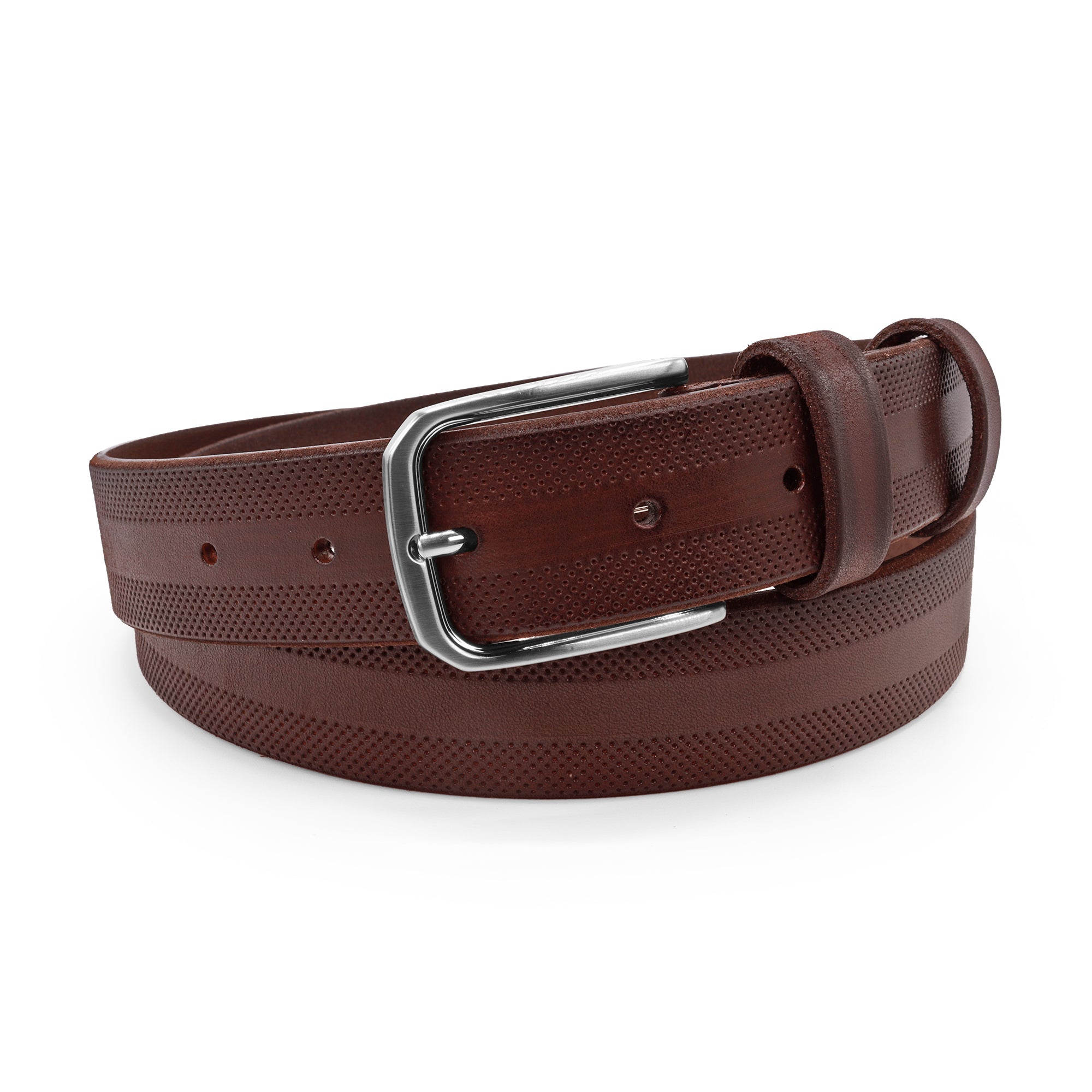 Hunt Brown Hand Dyed Perforated volanato jeans belt - Huxley Tanner