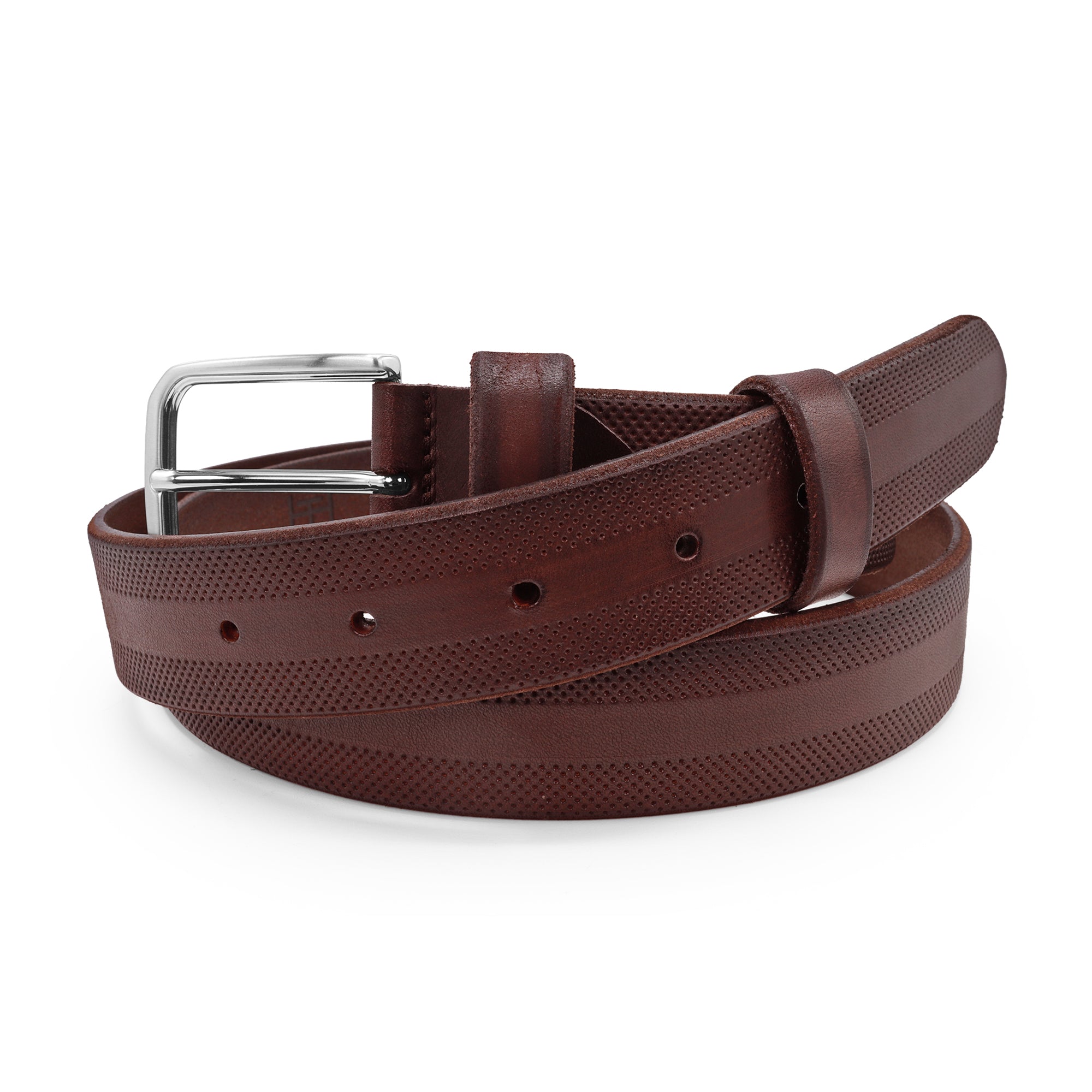 Hunt Brown Hand Dyed Perforated volanato jeans belt - Huxley Tanner