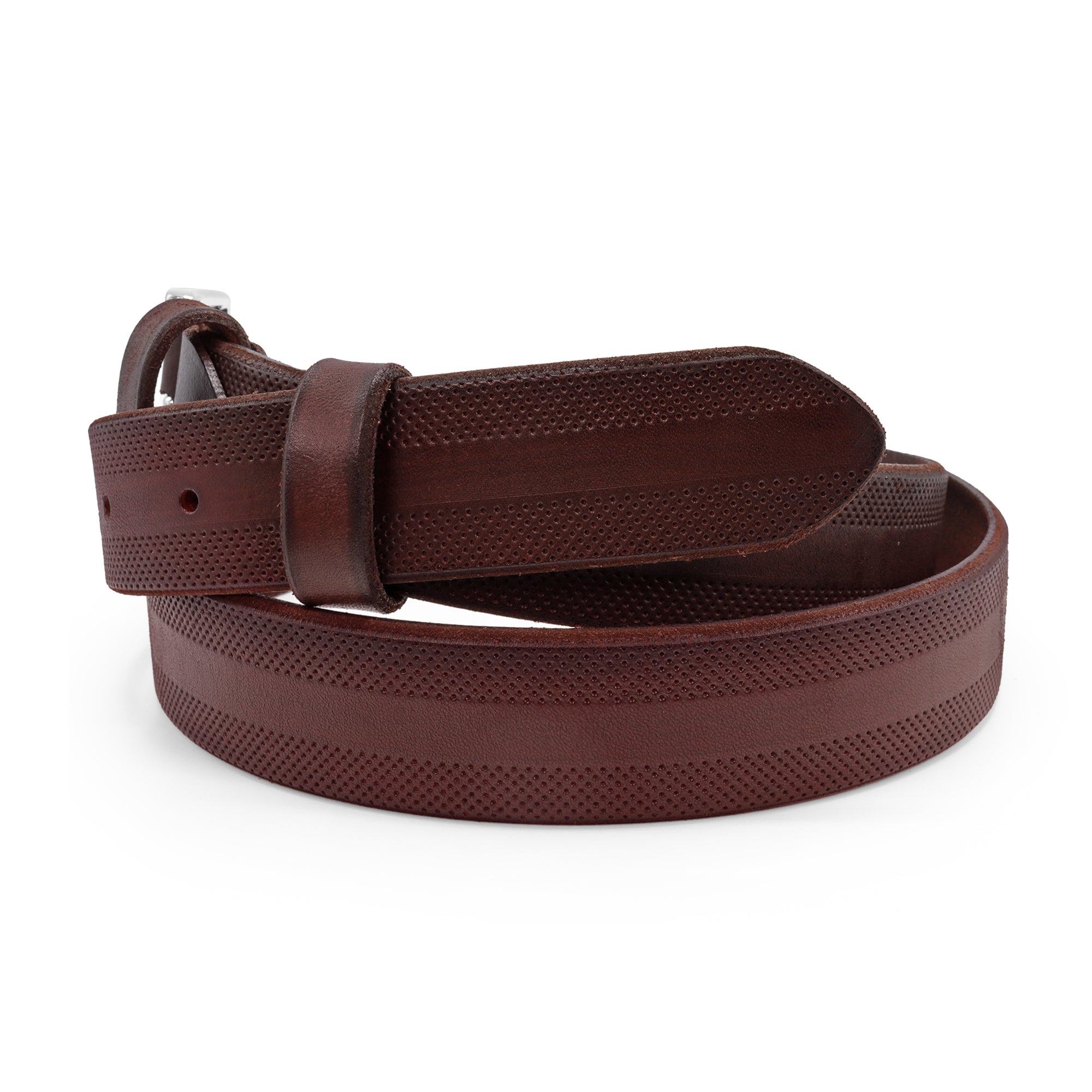 Hunt Brown Hand Dyed Perforated volanato jeans belt - Huxley Tanner