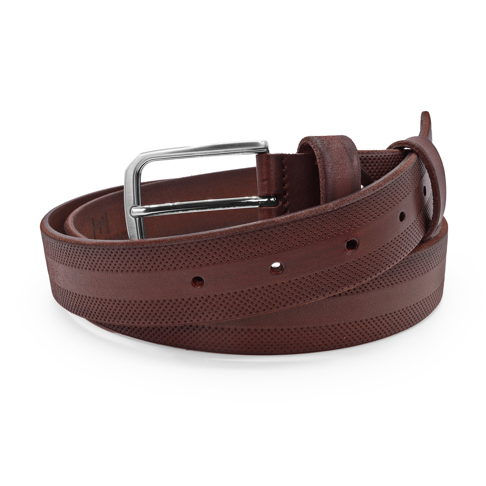 Hunt Brown Hand Dyed Perforated volanato jeans belt - Huxley Tanner
