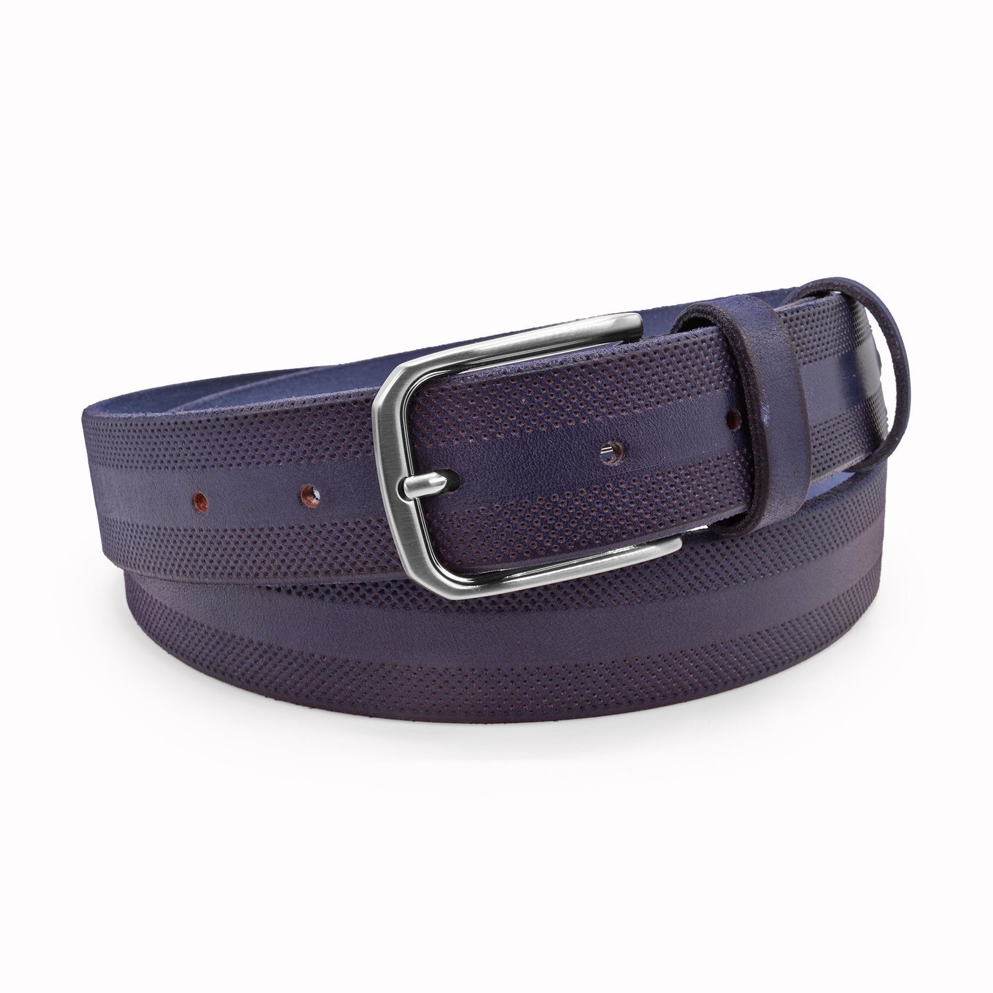 Hunt Navy Hand Dyed Perforated volanato jeans belt - Huxley Tanner