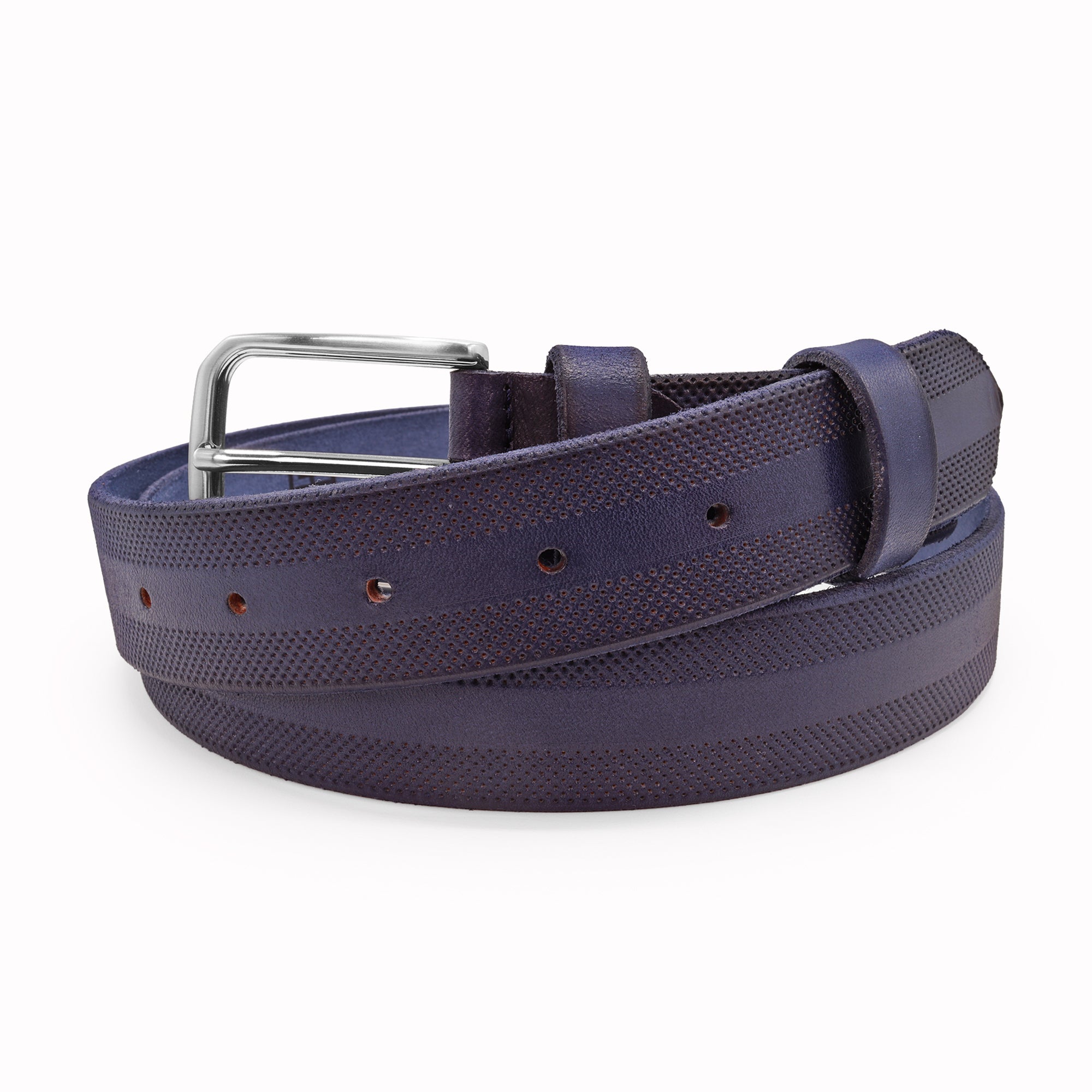 Hunt Navy Hand Dyed Perforated volanato jeans belt - Huxley Tanner