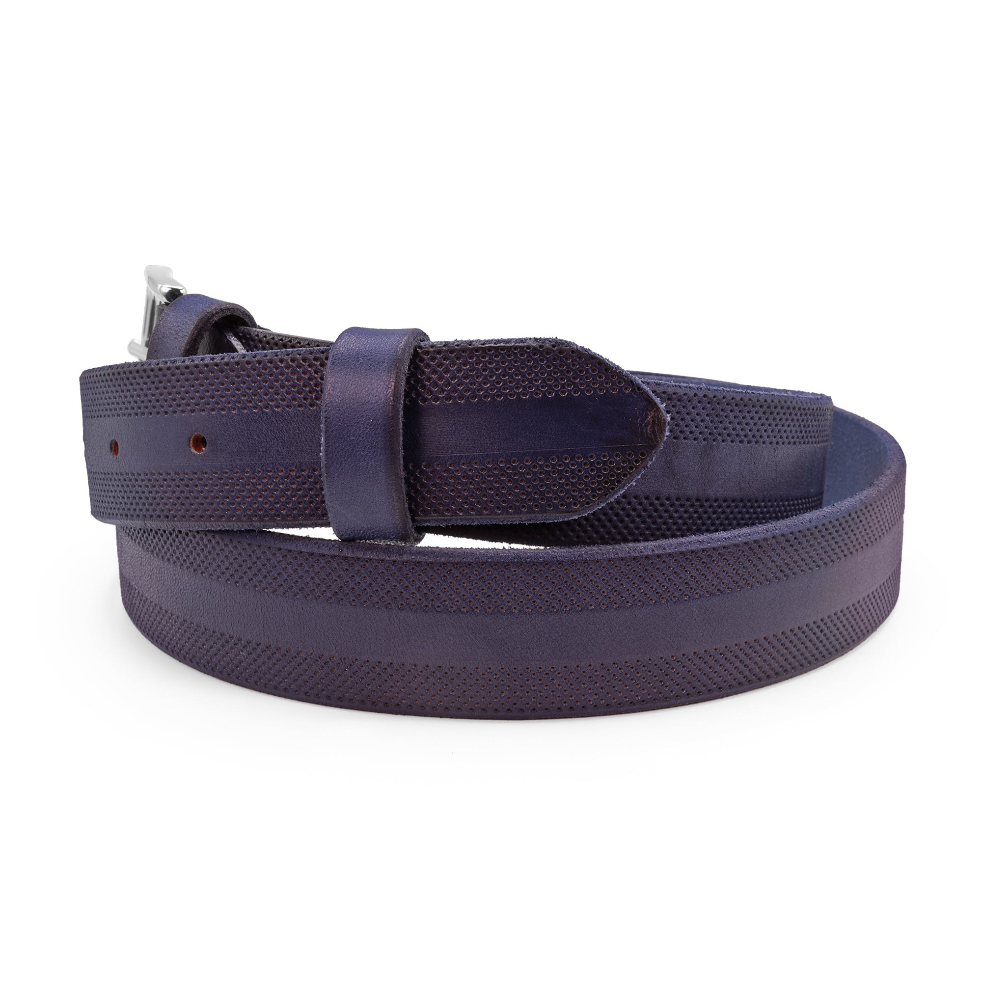 Hunt Navy Hand Dyed Perforated volanato jeans belt - Huxley Tanner
