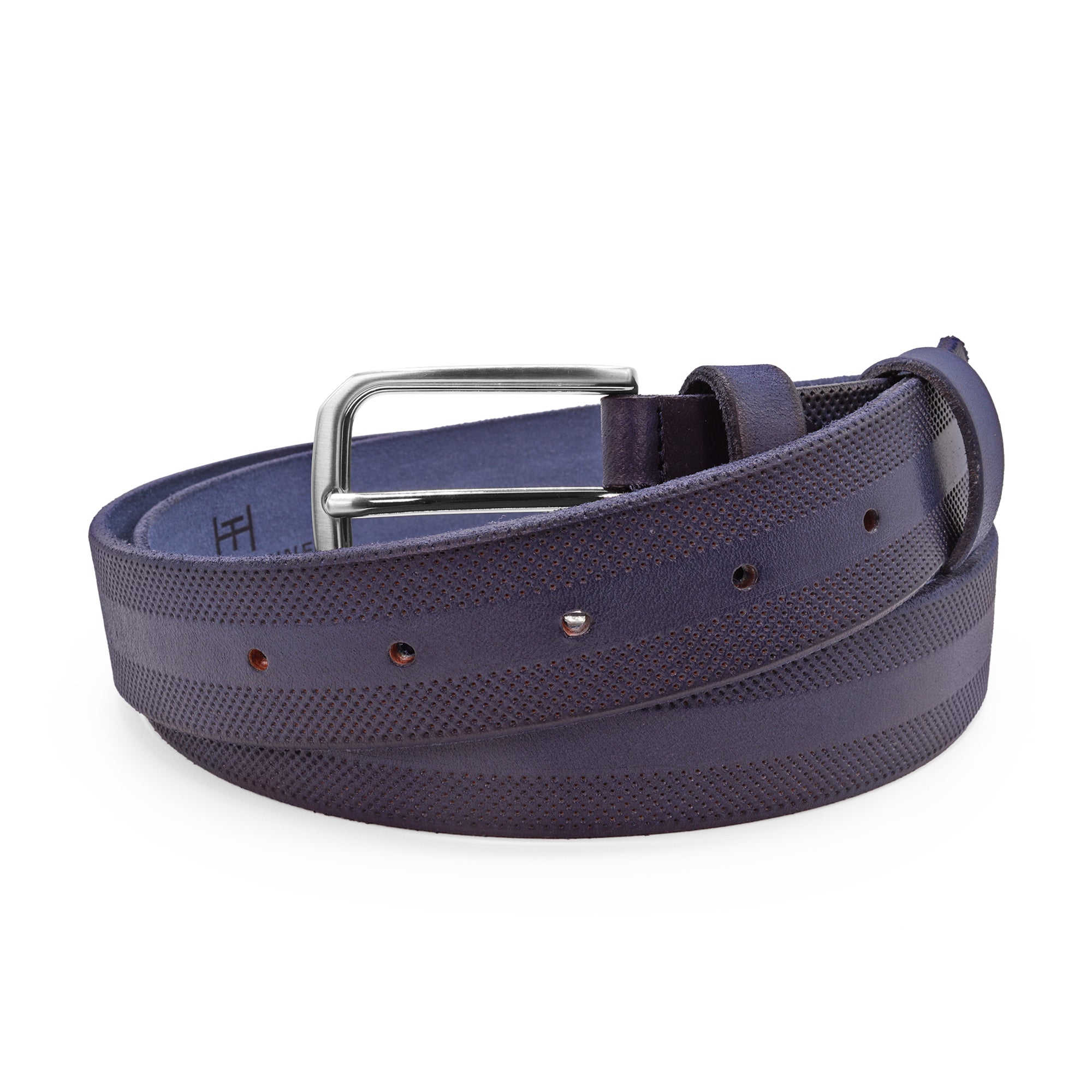 Hunt Navy Hand Dyed Perforated volanato jeans belt - Huxley Tanner