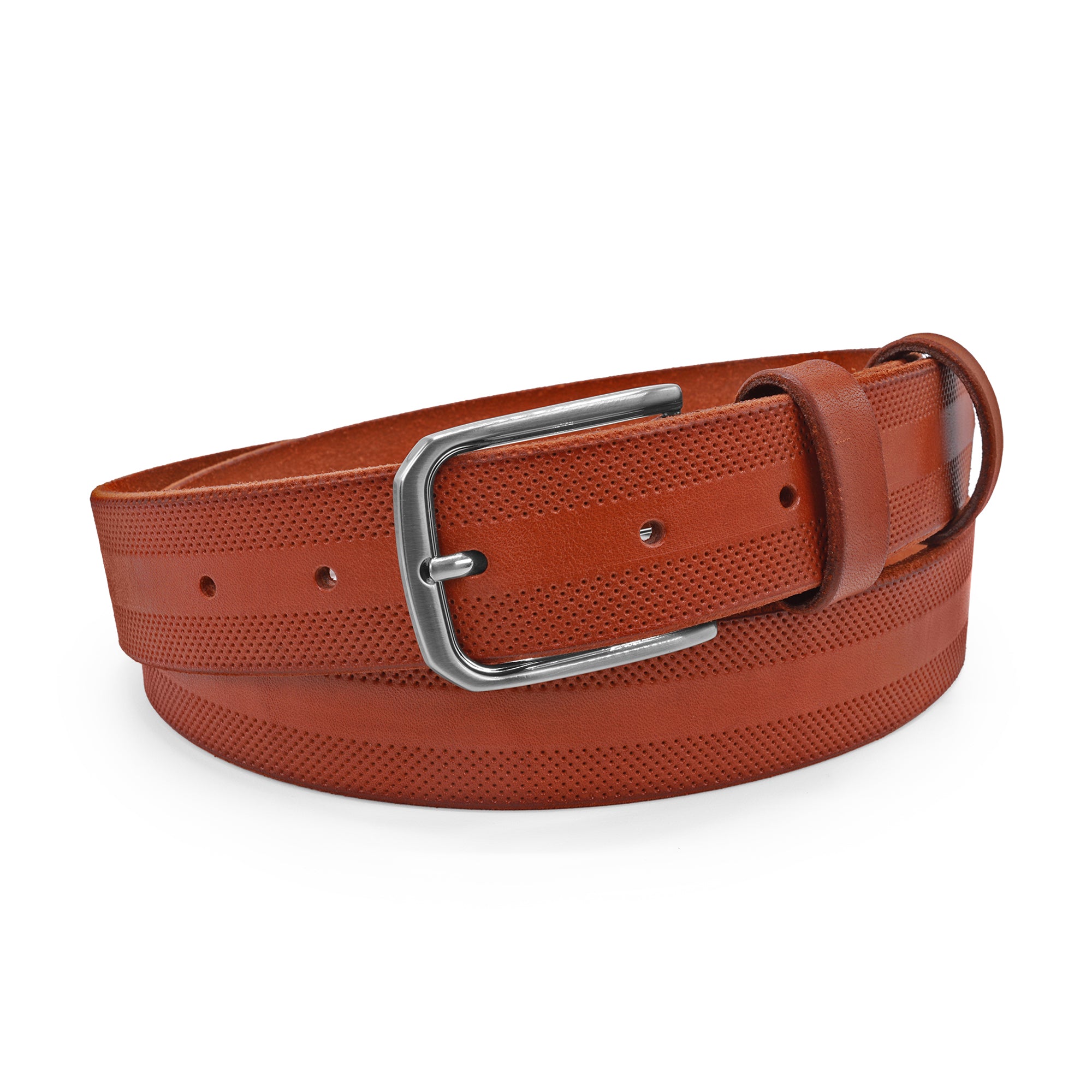 Hunt Tan Hand Dyed Perforated volanato jeans belt - Huxley Tanner
