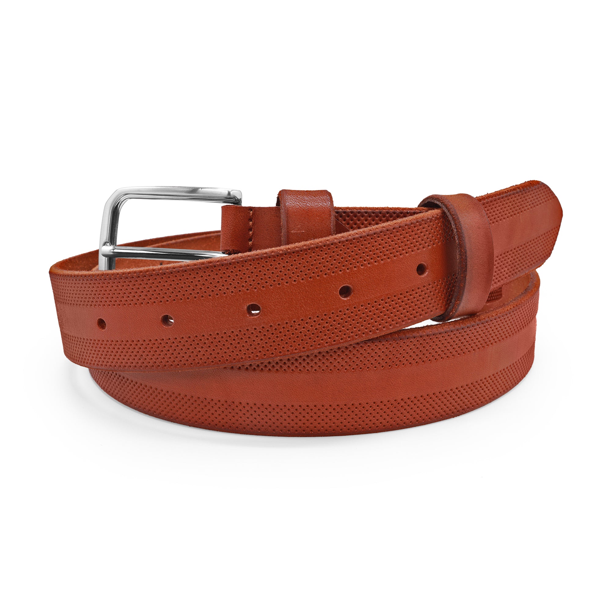 Hunt Tan Hand Dyed Perforated volanato jeans belt - Huxley Tanner