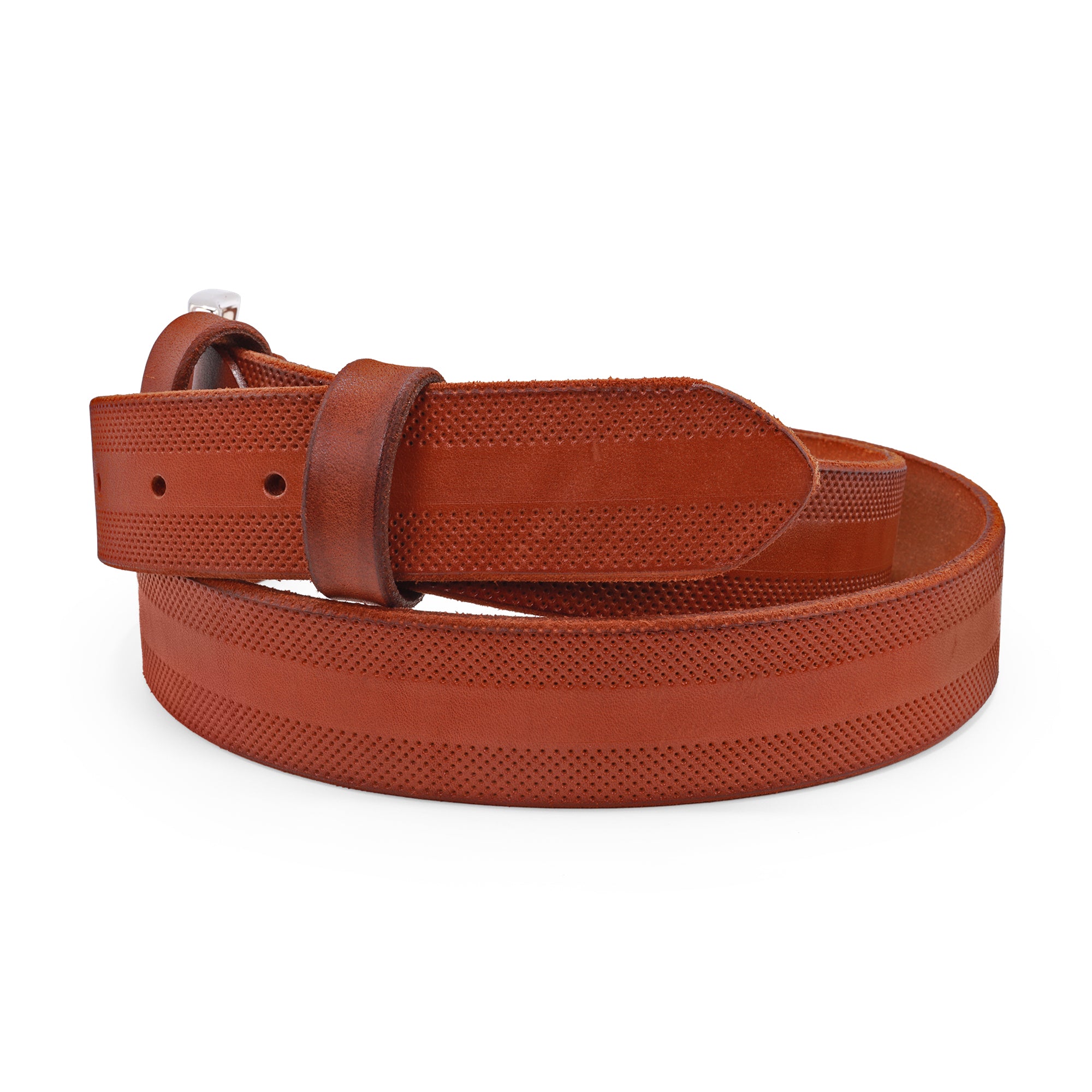 Hunt Tan Hand Dyed Perforated volanato jeans belt - Huxley Tanner