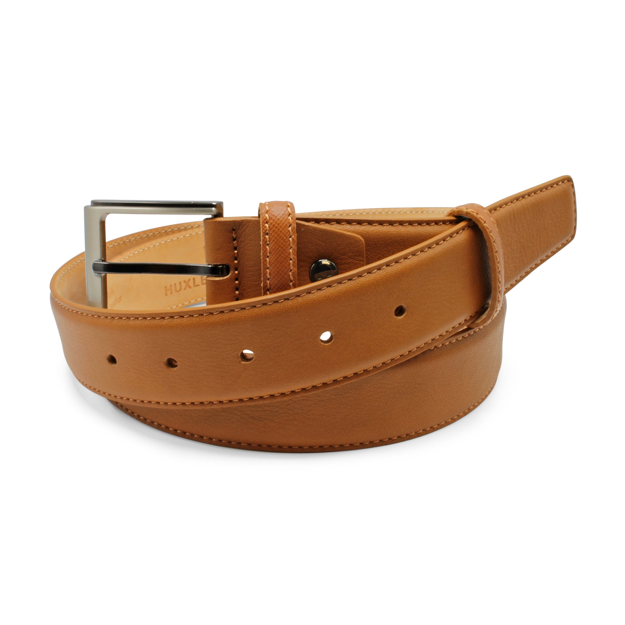 Men's Classic Gold/Silver V-Buckle Design Soft Calfskin Belt