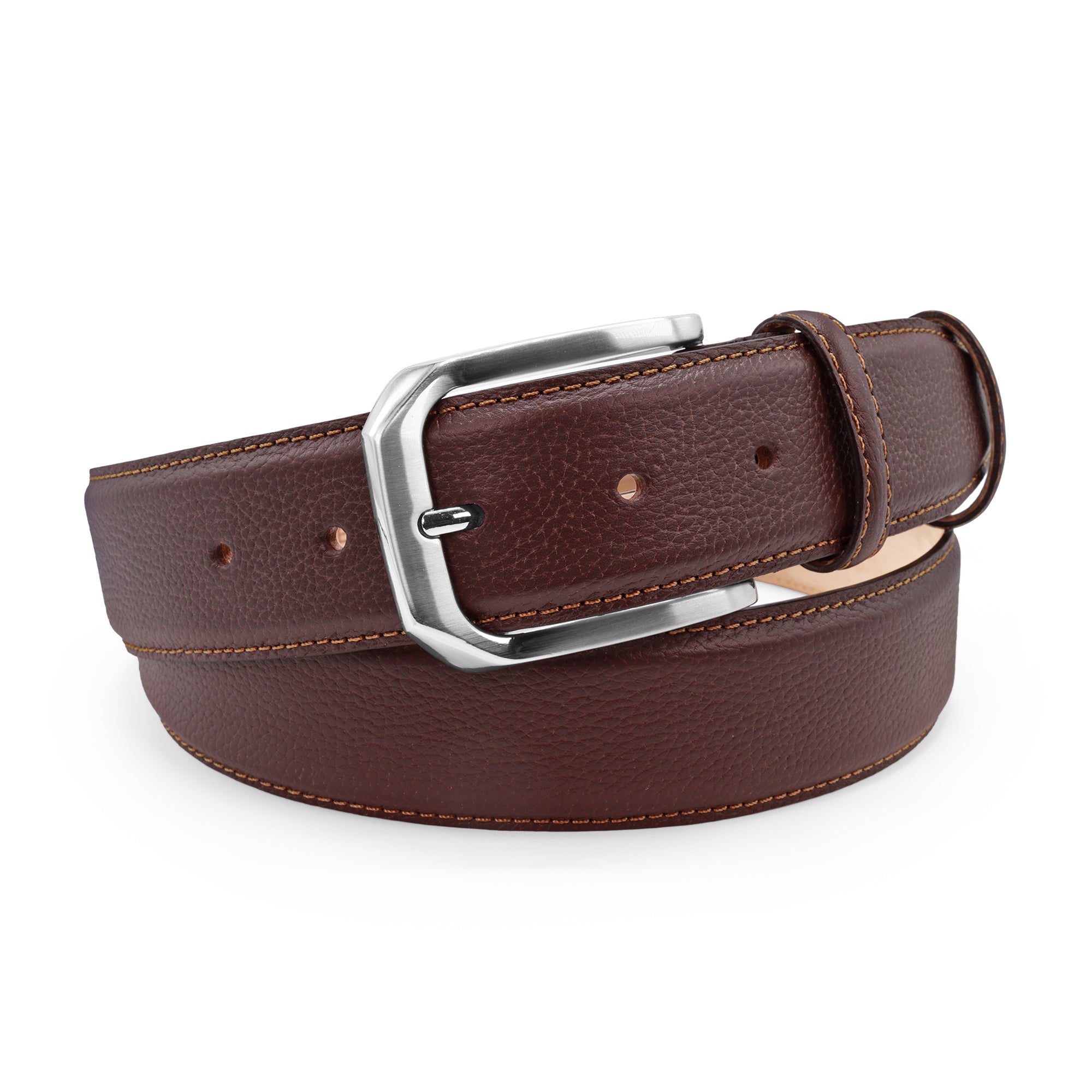 Johnson Dark Brown cervo texture mottled leather belt 40mm - Huxley Tanner