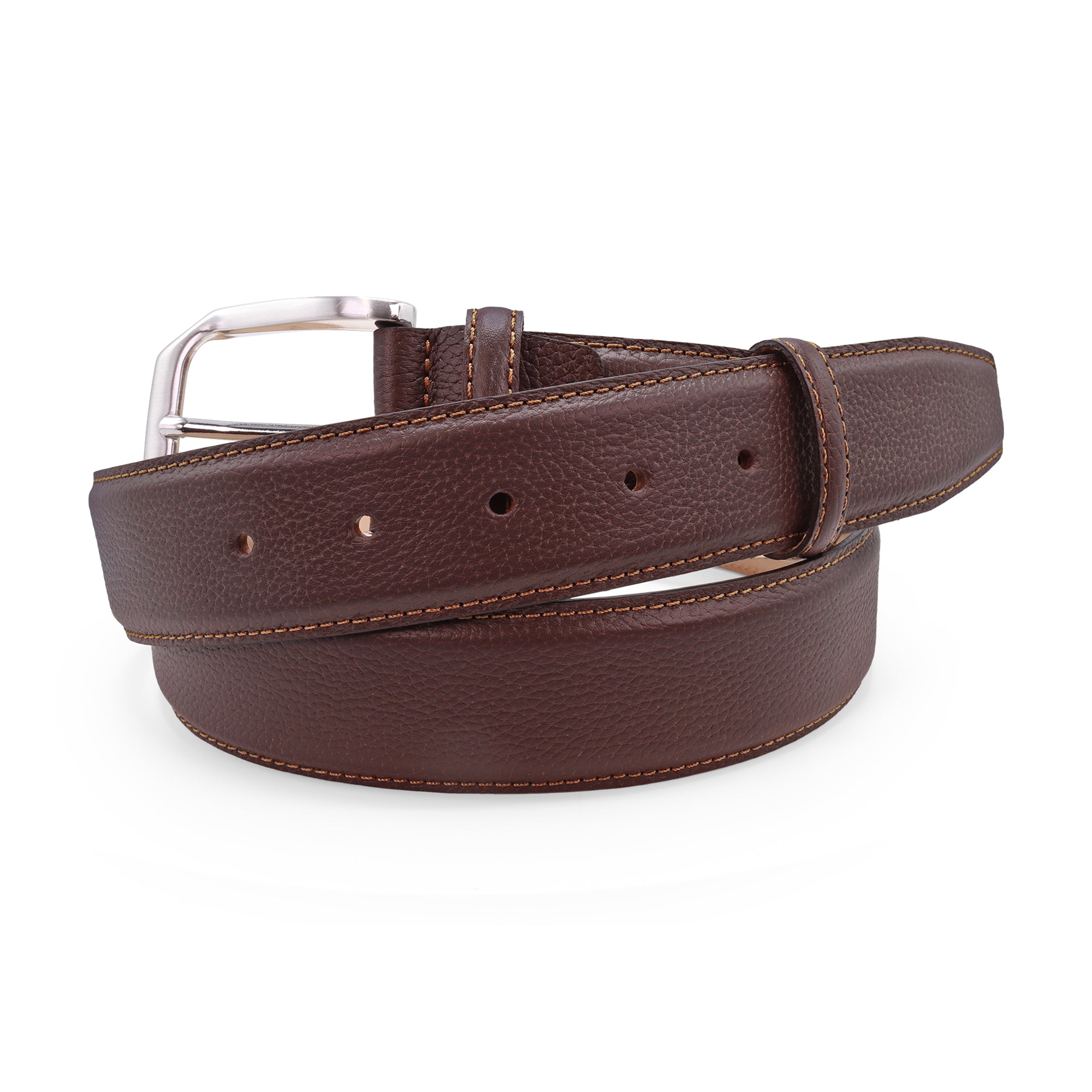 Johnson Dark Brown cervo texture mottled leather belt 40mm - Huxley Tanner