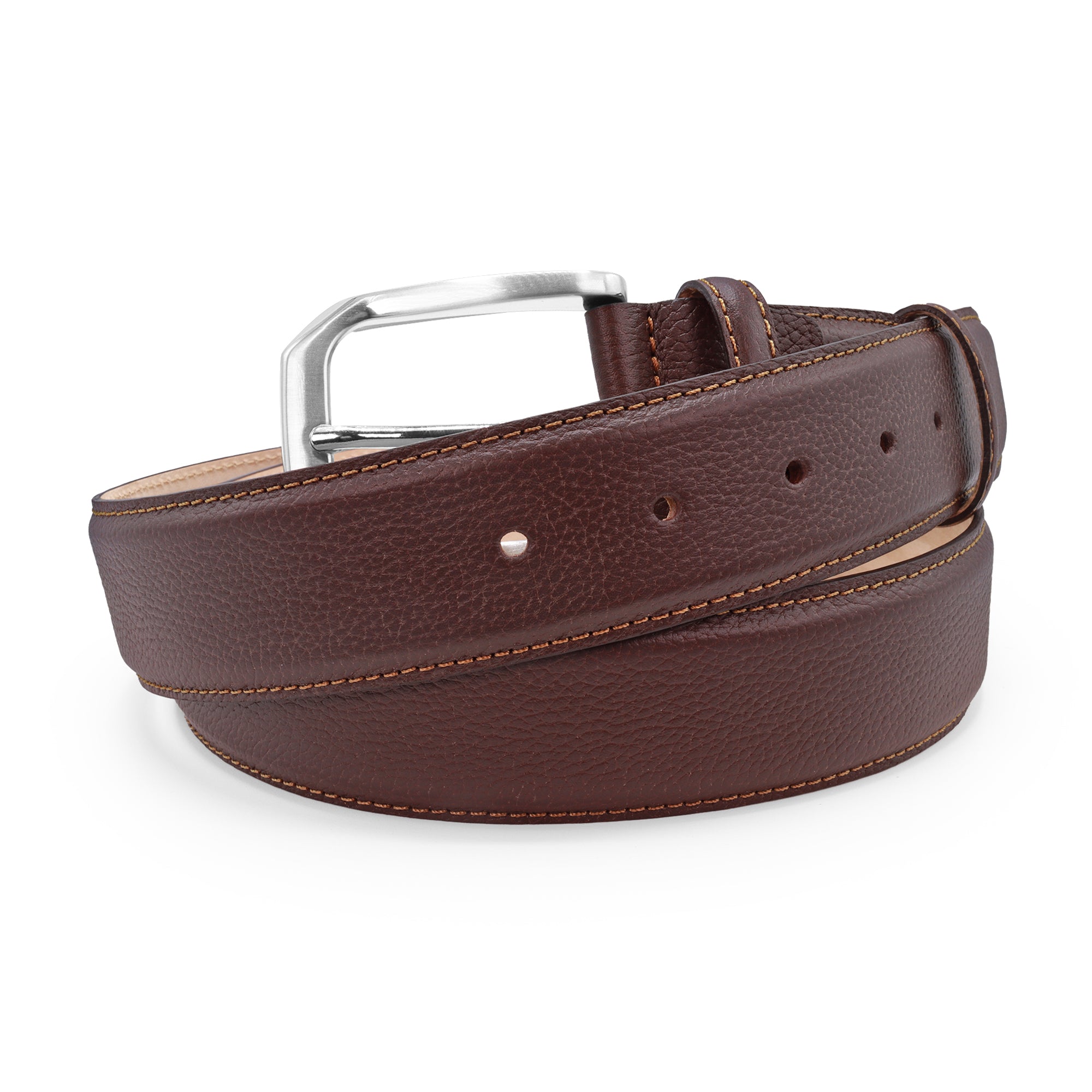 Johnson Dark Brown cervo texture mottled leather belt 40mm - Huxley Tanner