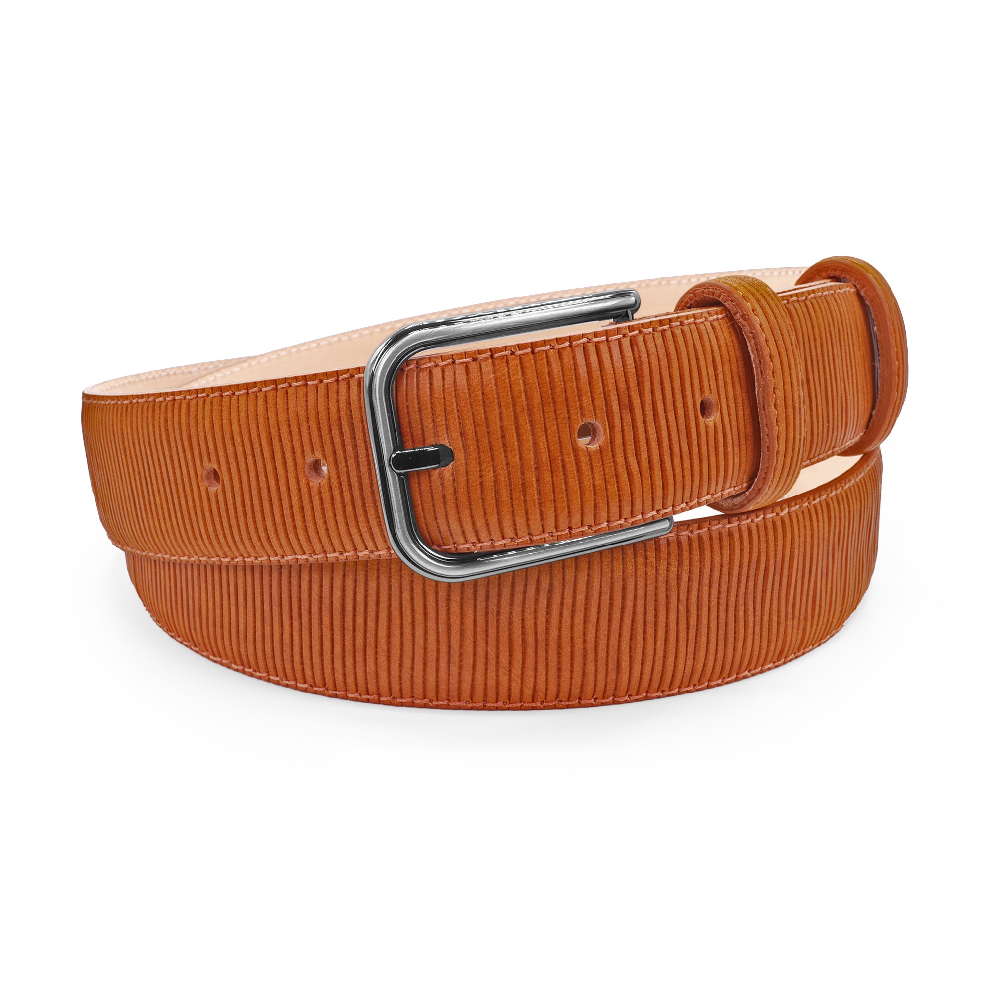 Lomu Tan ridge texture vegetable tanned leather belt 35mm- Huxley Tanner