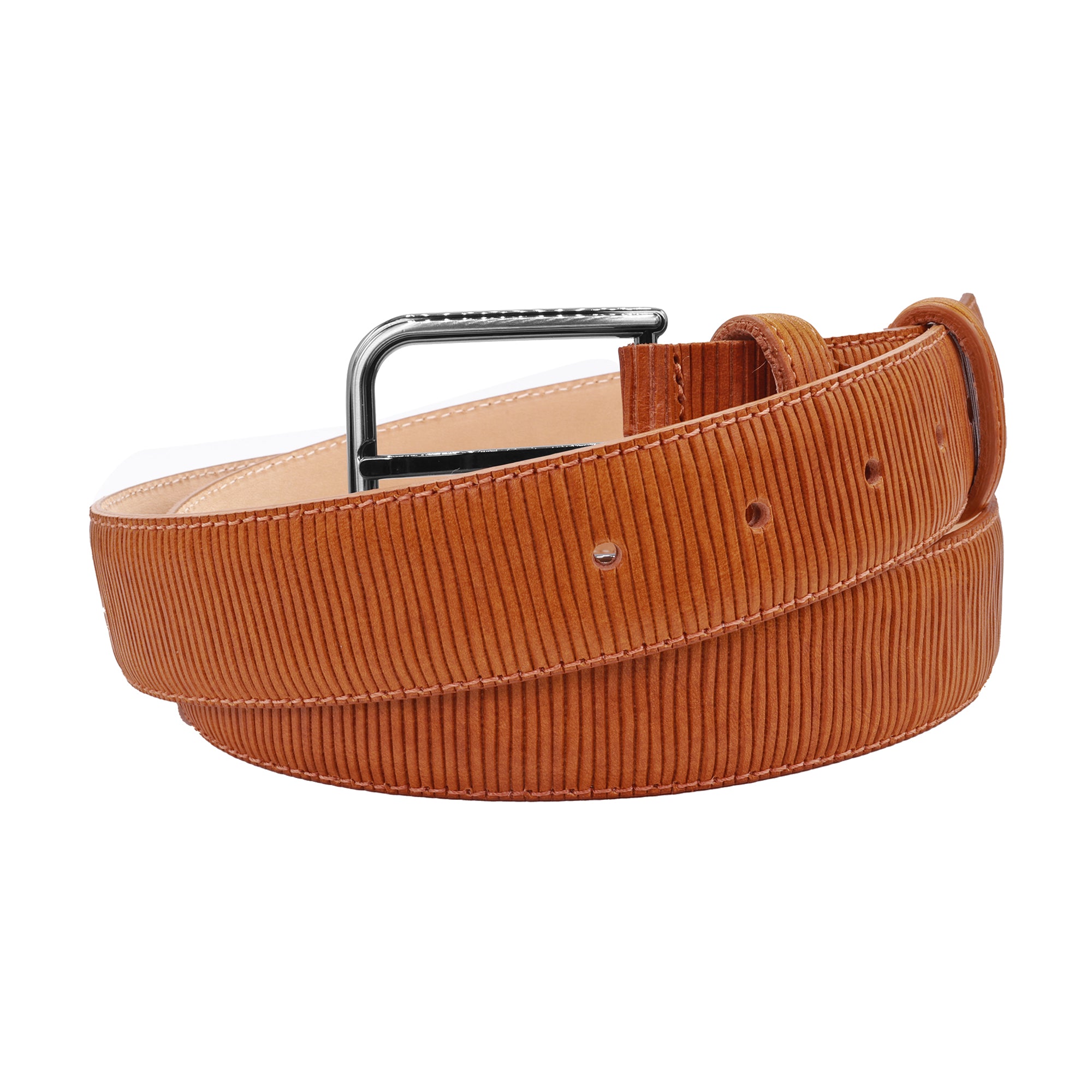 Lomu Tan ridge texture vegetable tanned leather belt 35mm- Huxley Tanner
